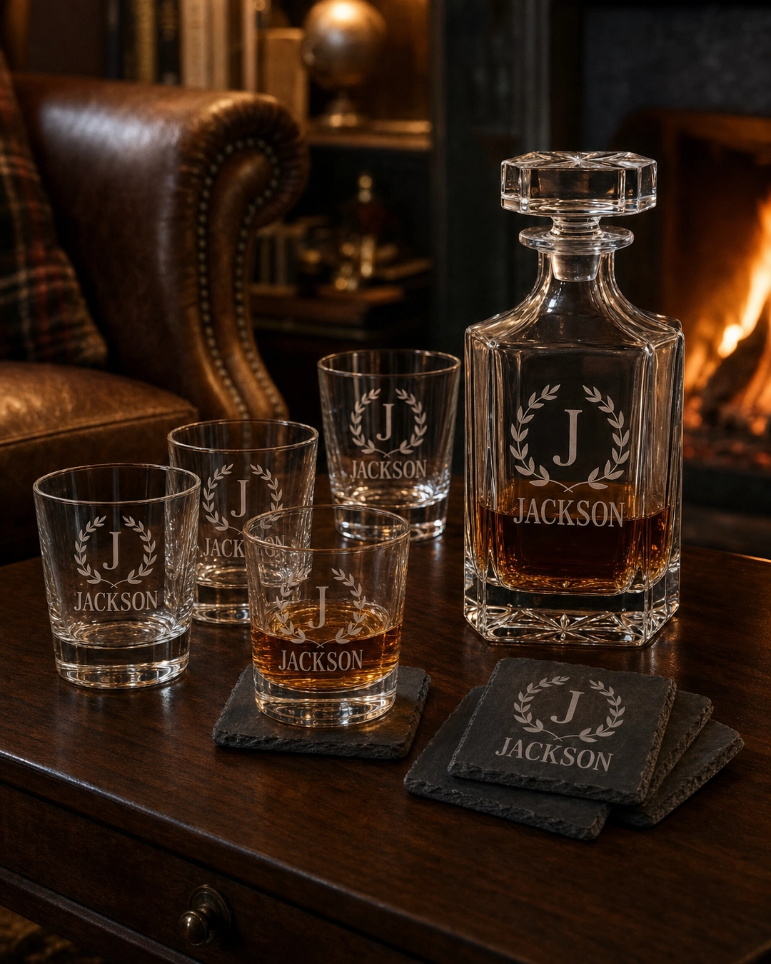 Personalized Whiskey Decanter Closing Gift Set