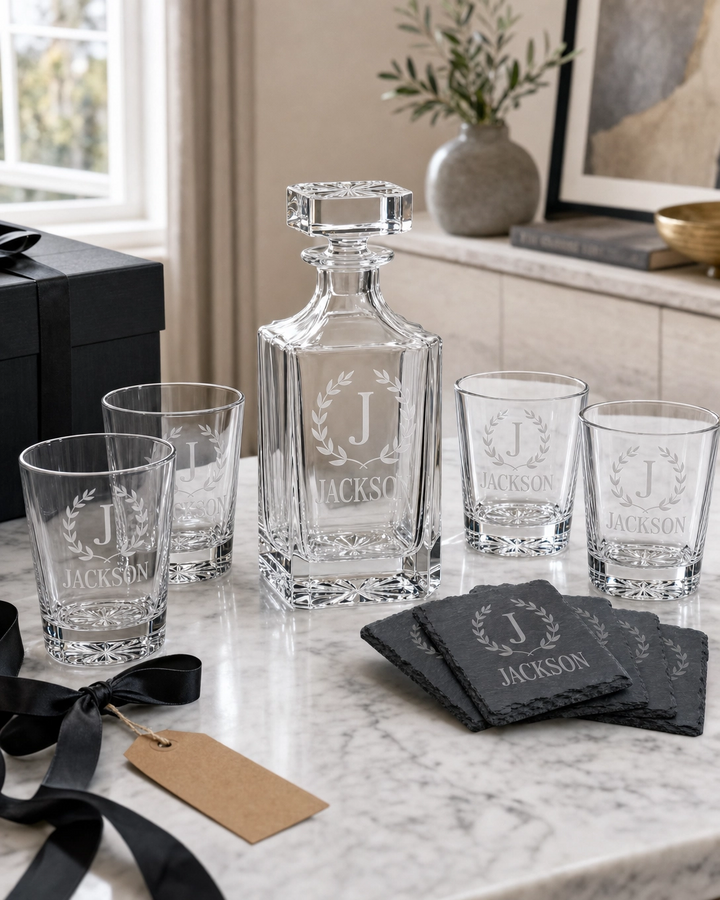 Personalized Whiskey Decanter Closing Gift Set