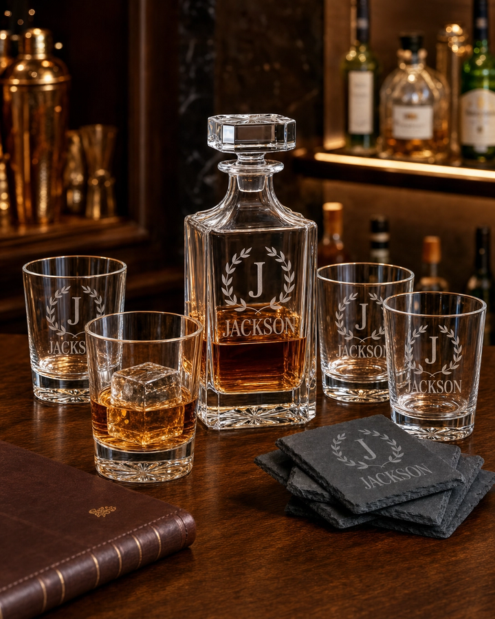 Personalized Whiskey Decanter Closing Gift Set
