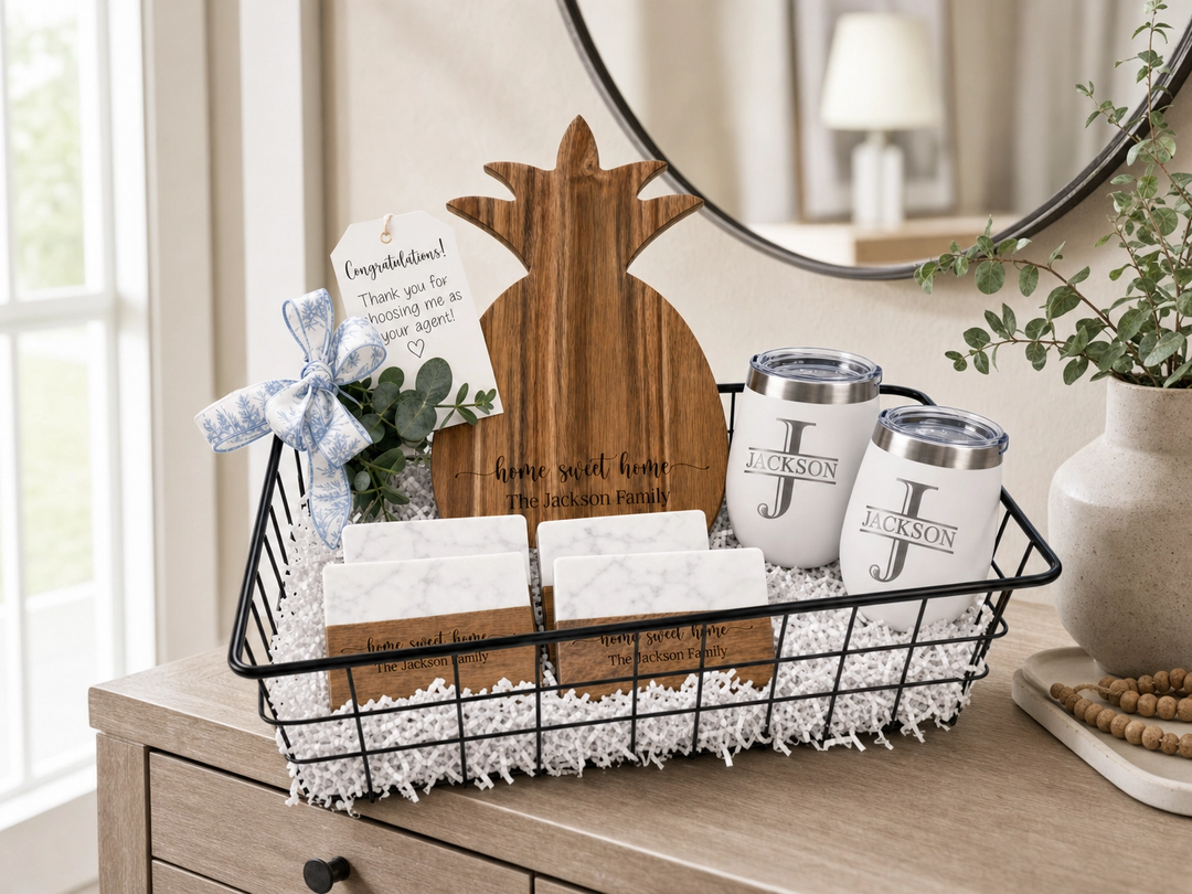 Pineapple Cutting Board Real Estate Closing Gift Set