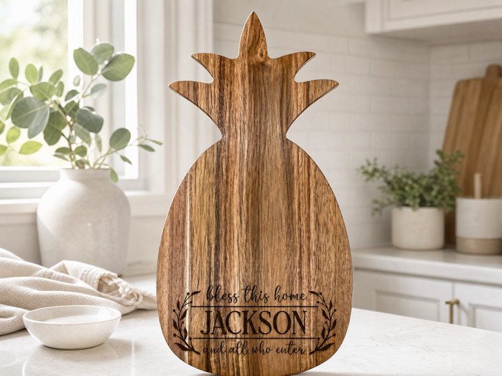Personalized Pineapple Cutting Board | Engraved Wedding & Housewarming Gift