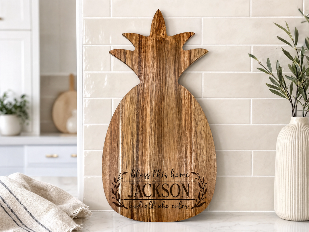 Personalized Pineapple Cutting Board | Engraved Wedding & Housewarming Gift