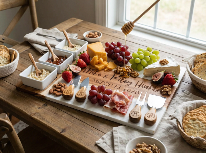 Personalized 11-Piece Charcuterie Board Gift Set | Wedding Gift for Couples