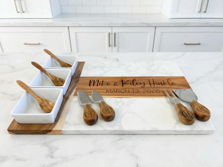 Personalized 11-Piece Charcuterie Board Gift Set | Wedding Gift for Couples