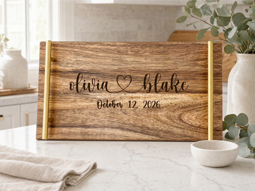 Personalized Acacia Wood Serving Board | Real Estate Closing Gift